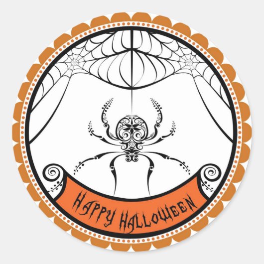 Halloween Lace Spider gunst stickers labels (Voorkant)