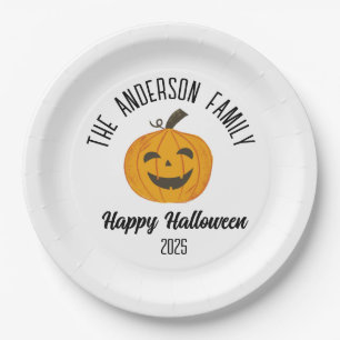 Halloween Lachende Pompoen Gezicht Gepersonaliseer Papieren Bordje