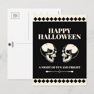 Halloween Lachende Schedels Plezier en Angst Feestdagenkaart