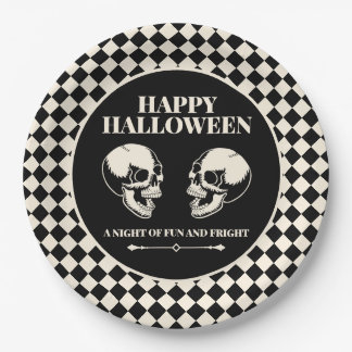 Halloween Lachende Schedels Plezier en Angst Papieren Bordje