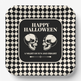 Halloween Lachende Schedels Plezier en Angst Papieren Bordje