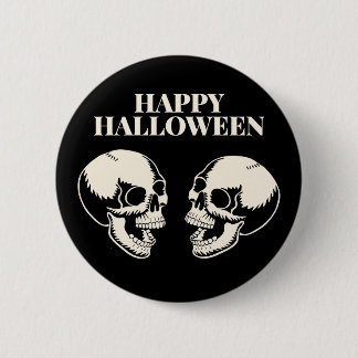 Halloween Lachende Schedels Plezier en Angst Ronde Button 5,7 Cm