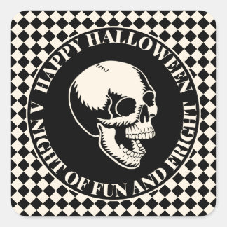 Halloween Lachende Schedels Plezier en Angst Vierkante Sticker