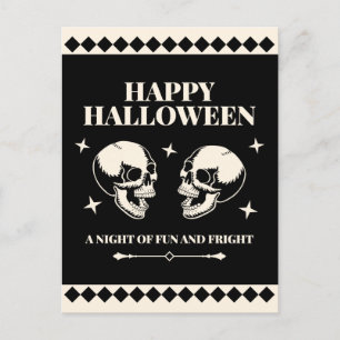 Halloween Lachende Schedels Plezier en Verschrikki Feestdagenkaart