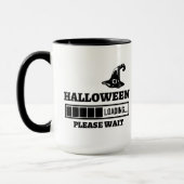 Halloween laden, even geduld tekst zwart en wit mok (Links)