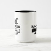 Halloween laden gelieve te wachten tekst zwart-wit mok (Midden)