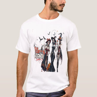 halloween ladies graffiti art family women t-shirt