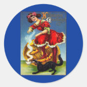 Halloween Lady in Red Ronde Sticker (Voorkant)