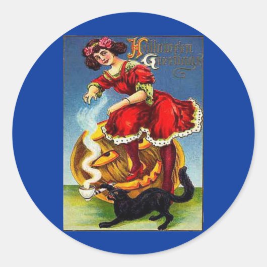  Halloween Lady in Red Ronde Sticker (Voorkant)