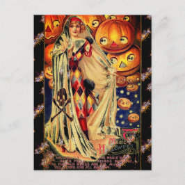 Halloween  Lady Jack O Lantern Zwart Sinaasappel Briefkaart