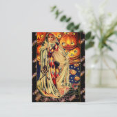 Halloween  Lady Jack O Lantern Zwart Sinaasappel Briefkaart (Staand voorkant)