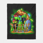 Halloween Lady Scarecrow Pumpkin Head RIP Bats Fleece Deken (Voorkant)