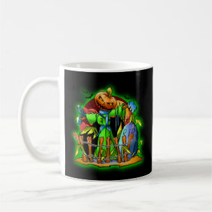 Halloween Lady Scarecrow Pumpkin Head RIP Bats Koffiemok