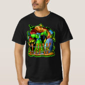 Halloween Lady Scarecrow Pumpkin Head RIP Bats T-shirt (Voorkant)