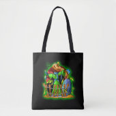 Halloween Lady Scarecrow Pumpkin Head RIP Bats Tote Bag (Voorkant)