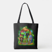 Halloween Lady Scarecrow Pumpkin Head RIP Bats Tote Bag (Achterkant)