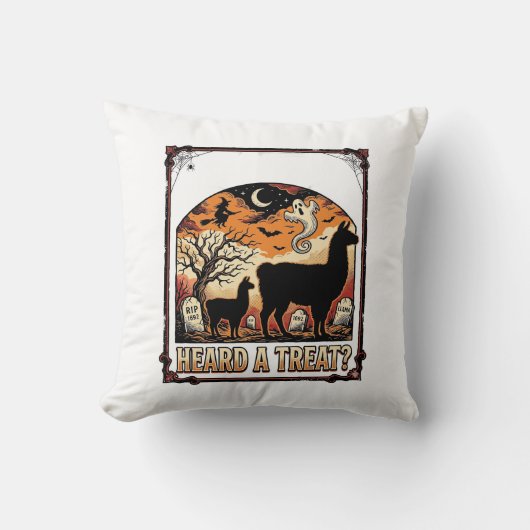Halloween Lama Shirt Griezels Behandeling Kerkhof Kussen (Voorkant)