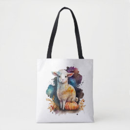 Halloween Lamb Pumpkin Tote Bag