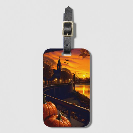 Halloween Landschap Twee Bagagelabel (Voorkant (verticaal))