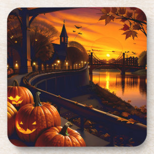 Halloween Landschap Twee Bier Onderzetter