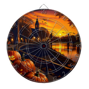 Halloween Landschap Twee Dartbord