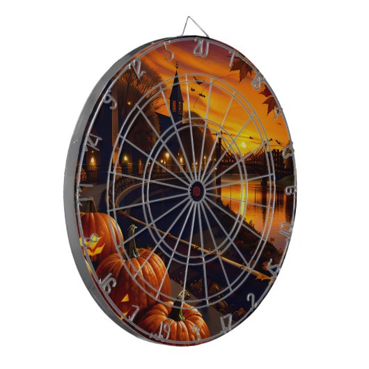 Halloween Landschap Twee Dartbord (Voorkant Links)
