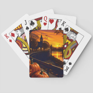 Halloween Landschap Twee Pokerkaarten