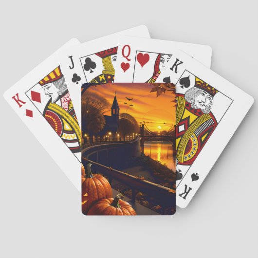 Halloween Landschap Twee Pokerkaarten (Achterkant)