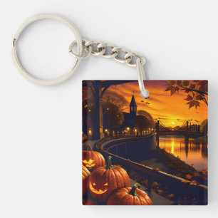 Halloween Landschap Twee Sleutelhanger
