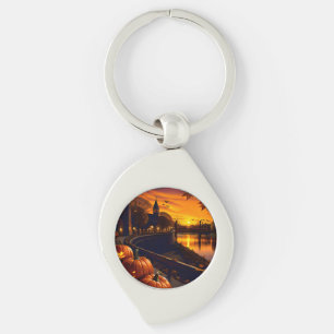 Halloween Landschap Twee Sleutelhanger