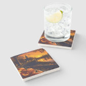 Halloween Landschap Twee Stenen Onderzetter (Zijkant)