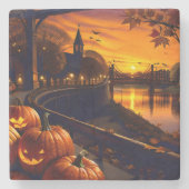 Halloween Landschap Twee Stenen Onderzetter (Voorkant)