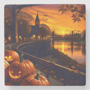 Halloween Landschap Twee Stenen Onderzetter