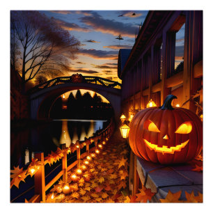 Halloween Landschap Vier Foto Afdruk