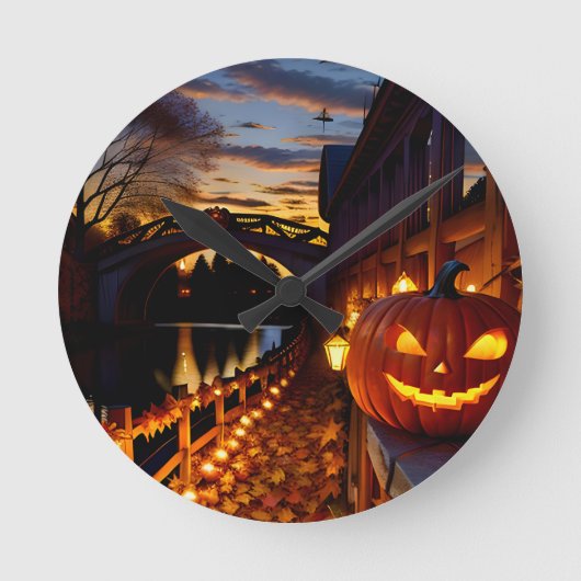 Halloween Landschap Vier Ronde Klok (Voorkant)