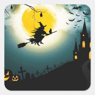 Halloween landschap vierkante sticker