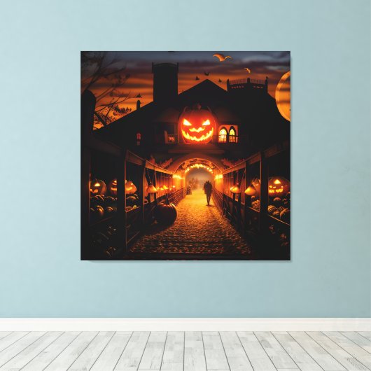 Halloween landschap vijf canvas afdruk (Insitu (Houten vloer))