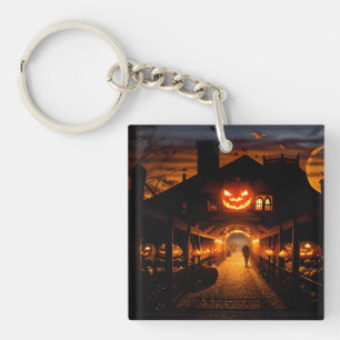 Halloween landschap vijf sleutelhanger