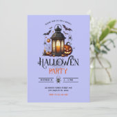 Halloween Lantaarn, Baths & Spider Party Uitnodigi Kaart (Staand voorkant)