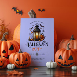 Halloween Lantaarn, Baths & Spider Party Uitnodigi Kaart