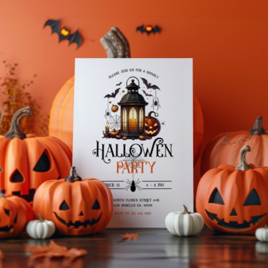 Halloween Lantaarn Baths & Spider Party Uitnodigin Kaart