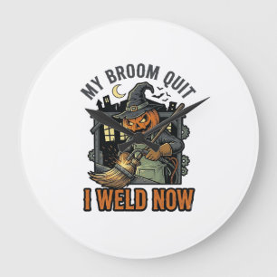 Halloween Lasser Shirts Grappige Heks Bezem Ontwer Grote Klok