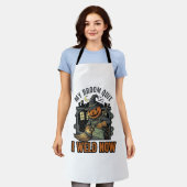 Halloween Lasser Shirts Grappige Heks Bezem Ontwer Schort (Gedragen)