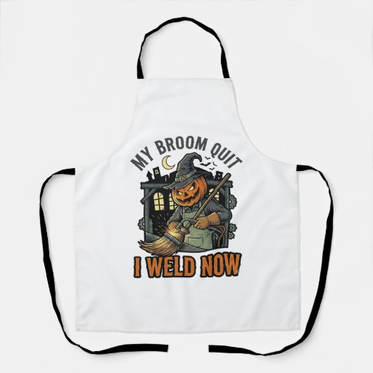 Halloween Lasser Shirts Grappige Heks Bezem Ontwer Schort (Voorkant)