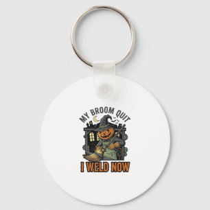 Halloween Lasser Shirts Grappige Heks Bezem Ontwer Sleutelhanger