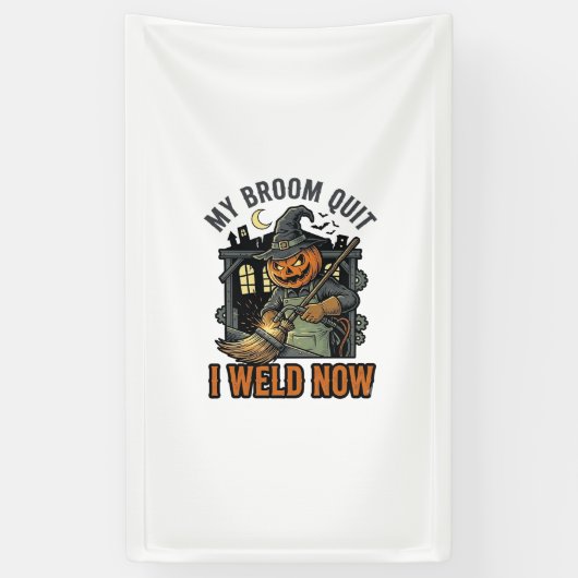 Halloween Lasser Shirts Grappige Heks Bezem Ontwer Spandoek (Verticaal)
