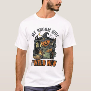 Halloween Lasser Shirts Grappige Heks Bezems Desig