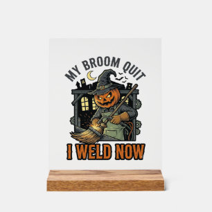 Halloween Lasser Shirts Grappige Heks Bezems Desig Acryl Bord