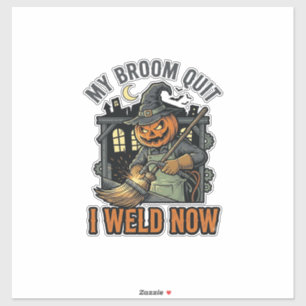 Halloween Lasser Shirts Grappige Heks Bezems Desig Sticker
