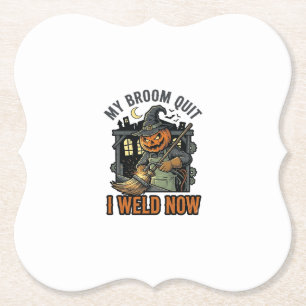 Halloween Lasser Shirts Grappige Heks Bezems Ontwe Kartonnen Onderzetters
